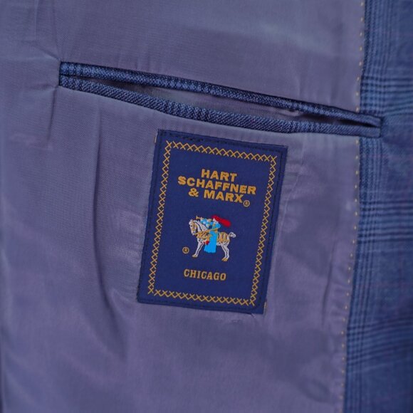 Hart Schaffner Marx Wool Blue Plaid W/ Purple Windowpane Blazer / Sport Coat 42R - Picture 8 of 13